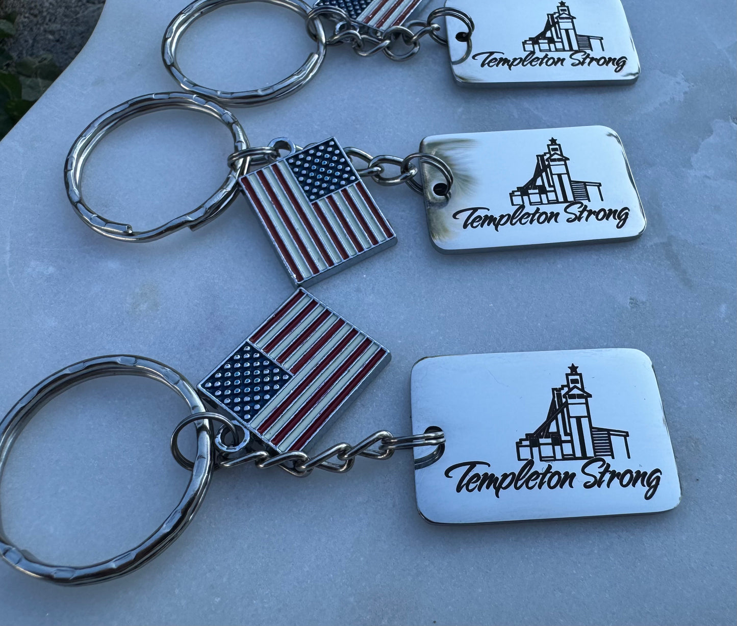 Templeton Strong Stainless Steel Keychain – Fundraiser for Templeton Feed & Grain