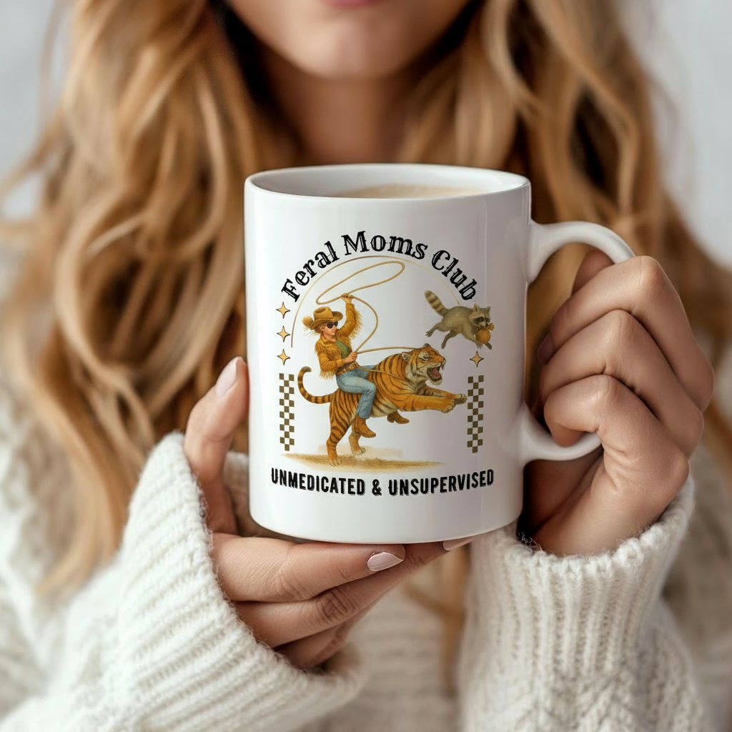 Feral Moms Club - Unmedicated & Unsupervised - 11oz Ceramic Mug
